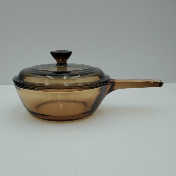 Corning Visions .5 L Saucepan with Lid Amber Vision 1 Pint Sauce Pan - Picture 2 of 5